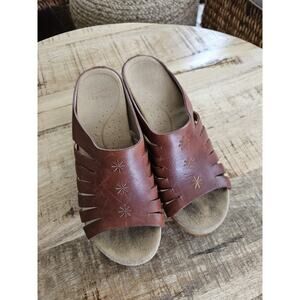 Dansko Womens Wedge Heel Mule Shoe Sz 6.5 Tilly Slip On Strappy Cut Out